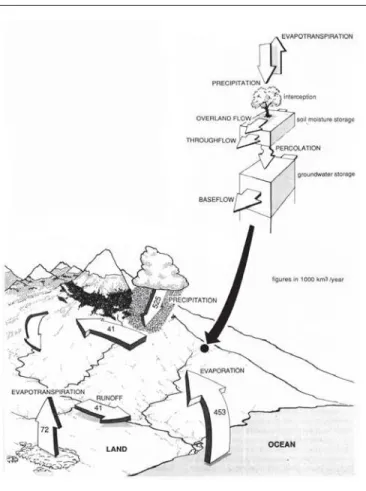 Figura 6 . O ciclo da água em sua dinâmica e fluxos (Modificado de