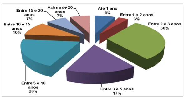 Gráfico 5. Distribuição dos participantes por tempo de serviço 