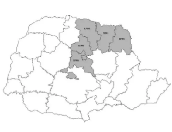 Figura 1. Mapa das Regionais de Saúde (16ªRS, 17ªRS, 