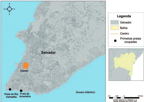Figura 4. Localização originária da vilegiatura marítima na cidade de Salvador.