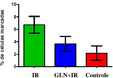 Tabela 4 - Média e erro padrão da média da dosagem de desidrogenase lática (DHL), nos  grupos Isquemia /Reperfusão (IR), Glutamina + Isquemia/ Reperfusão (GLN+IR) e Controle  (C) (punção)
