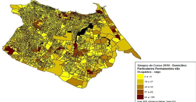 Figura 1 – Mapa de Domicílios Particulares Permanentes não ocupados de Fortaleza. 