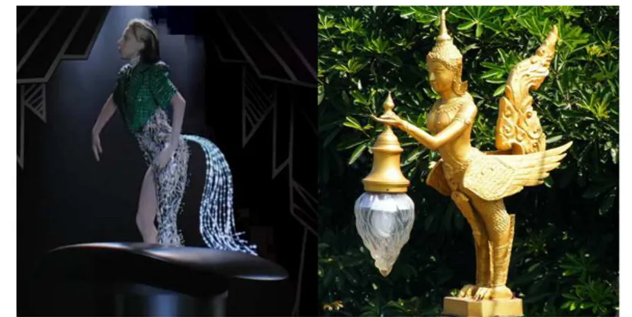 Figura 10: Montagem comparativa entre Lady Gaga e o ser mitológico Kinnari