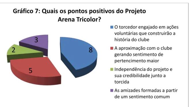 Gráfico 7: Quais os pontos positivos do Projeto  Arena Tricolor? 