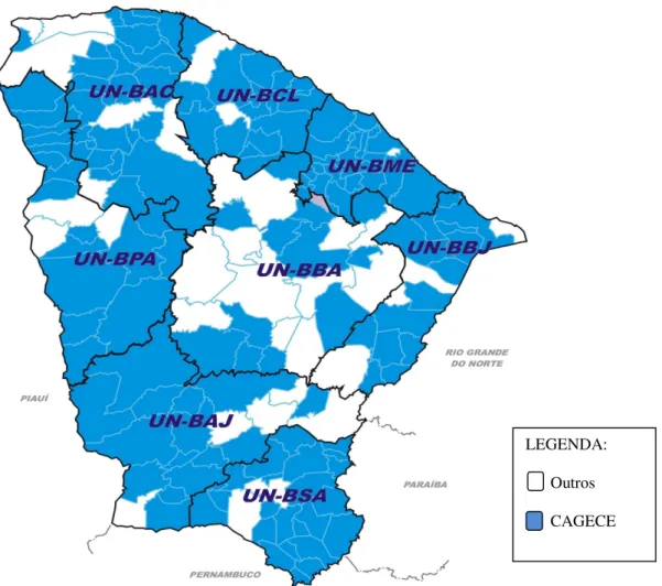 Figura 8: Mapa das Unidades de Negócio da CAGECE no Ceará  Fonte: CAGECE (2007). 