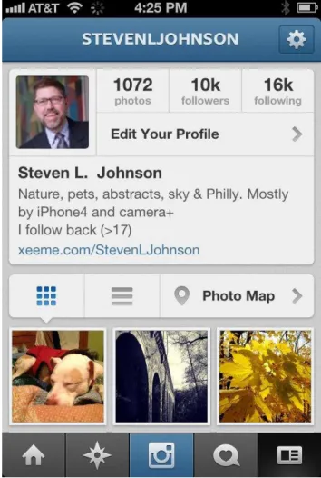 Figura 6 - Exemplo de perfil da rede social  Instagram, no caso, do usuário Steven L. Johnson
