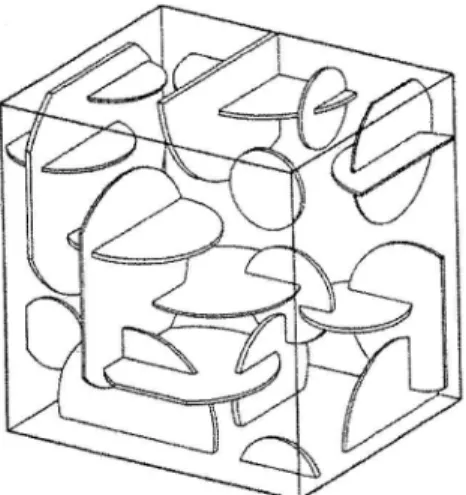 Figura 2 – Rede ortogonal tridimensional de fraturas circulares. Fonte: Long et al., 1985 apud Santos [6]
