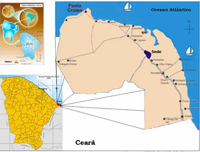 Figura 3 - Localização geográfica da praia de Ponta Grossa, no município de Icapui-CE