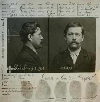 Figura 9: Fichas criminais com impressões digitais, 1891 - Alphonse Bertillon. 