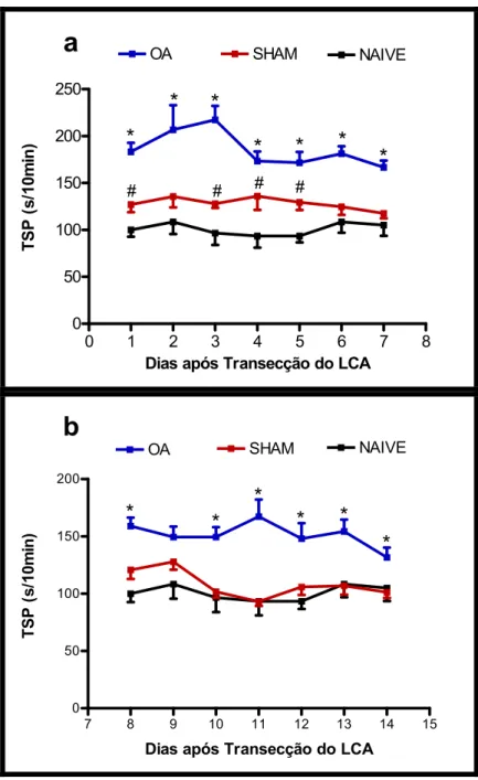 Figura 1: Cinética da incapacitação articular em ratos submetidos à Transecção do Ligamento  Cruzado Anterior (LCA)