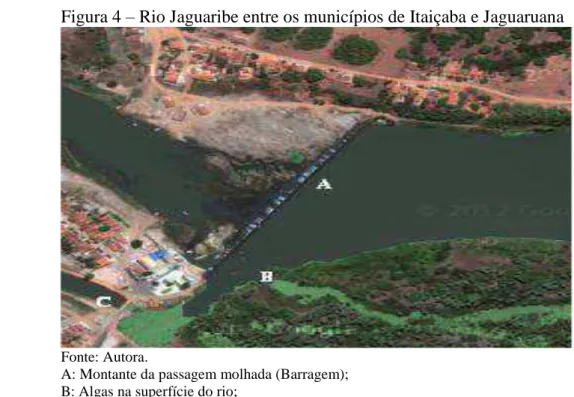 Figura 4 – Rio Jaguaribe entre os municípios de Itaiçaba e Jaguaruana 