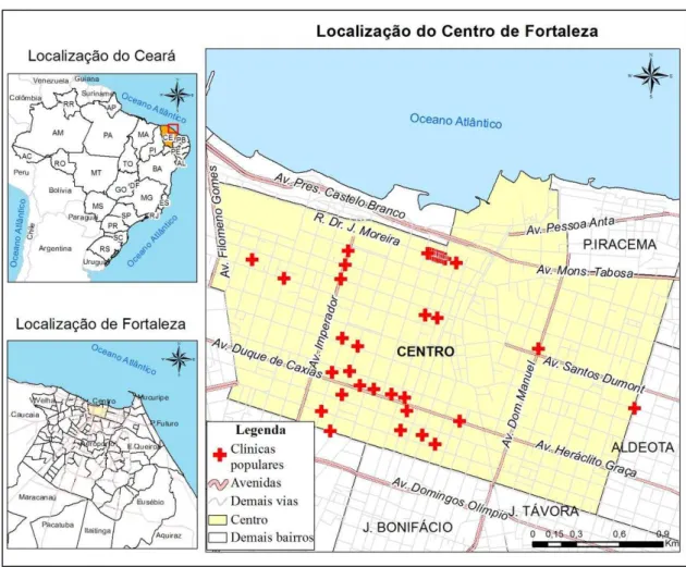 FIGURA 1 Mapa com a localização do bairro Centro em Fortaleza Ceará 