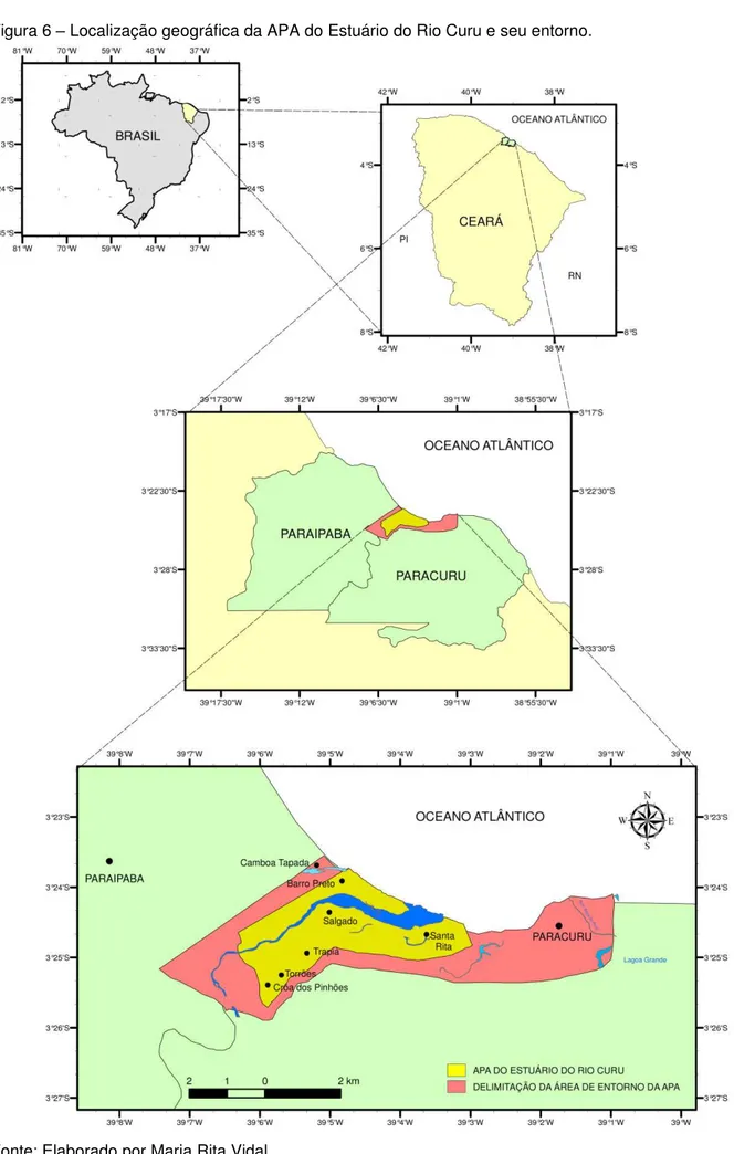Figura 6  –  Localização geográfica da APA do Estuário do Rio Curu e seu entorno. 