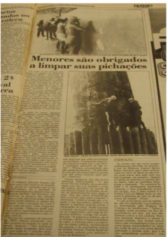 Foto 13 – Menores são Obrigados a Limpar suas Pichações  Fonte: Diário do Nordeste, 03 de janeiro de 1992, p