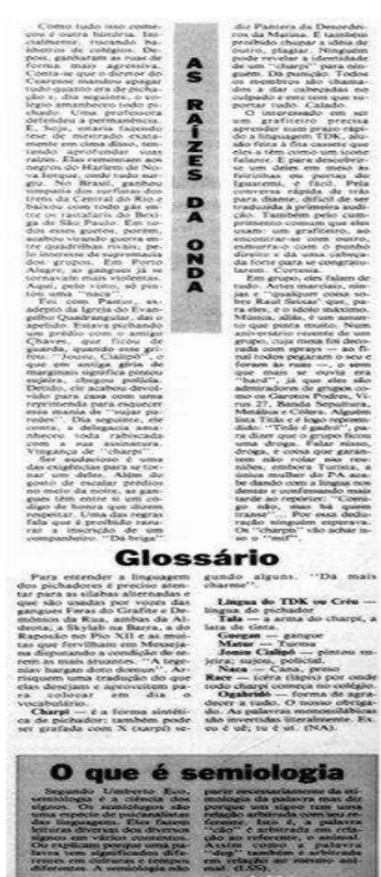 Foto 17 – As Raízes da Onda. Glossário  Fonte: Jornal O Povo, de 18 julho de 1990, p. 1B