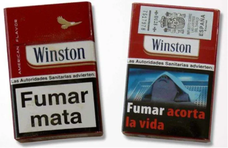 Figura 1: Maços de cigarro com mensagens de alerta em espanhol.