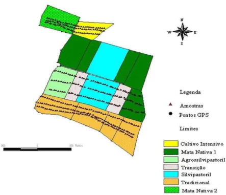 Figura  3.  Croqui  da  área  experimental  do  município  de  Sobral-CE,  desenvolvido  por  Nogueira (2006)