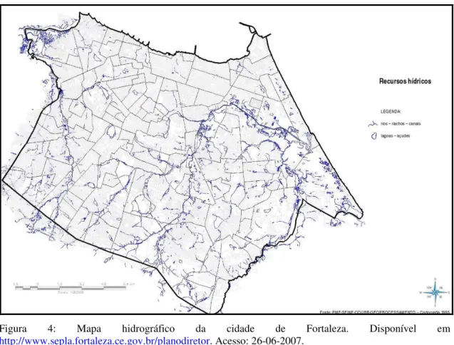 Figura  4:  Mapa  hidrográfico  da  cidade  de  Fortaleza.  Disponível  em  http://www.sepla.fortaleza.ce.gov.br/planodiretor