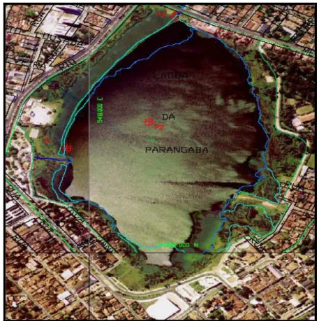 Figura 5: Foto de satélite da lagoa da Parangaba e entorno. Disponível em  www.semamfortaleza.ce.gov.br Acesso em: 26-06-2007