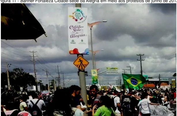 Figura 11 - Banner Fortaleza Cidade-sede da Alegria em meio aos protestos de junho de 2013 