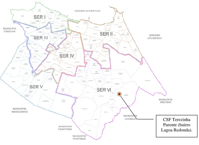 Figura 1 – Mapa do Município de Fortaleza, com as divisões das Secretarias Executivas Regionais