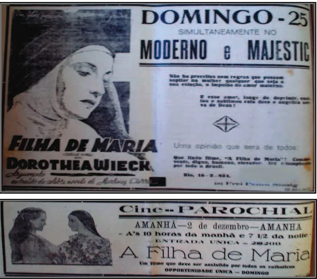 Figura  06  -  Anúncios  do  Filme  A  Filha  de  Maria,  jornal  O  Nordeste  dos  dias  22/11/1934  e  01/12/1934