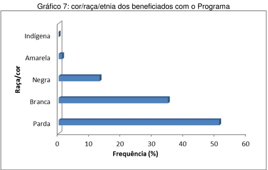 Gráfico 7: cor/raça/etnia dos beneficiados com o Programa  