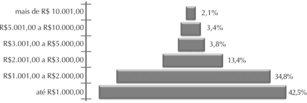 Figura 3    Pirâmide de renda dos fisioterapeutas do Estado de São Paulo, 2007
