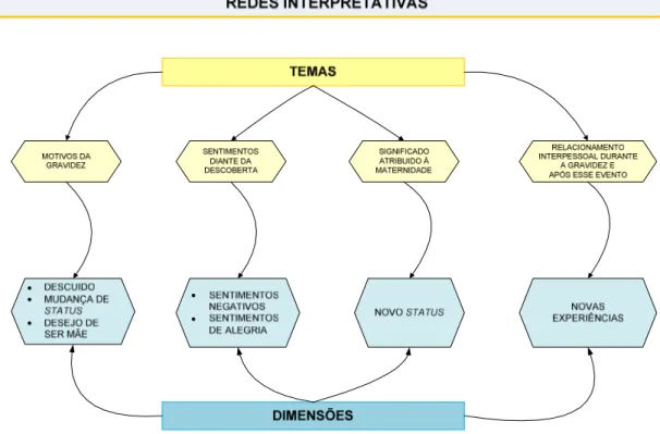 Figura  6    Rede  interpretativa  com  seus  temas  e  dimensões,  extraídos  a  partir  dos  depoimentos das adolescentes mães, Fortaleza, Ceará, 2011