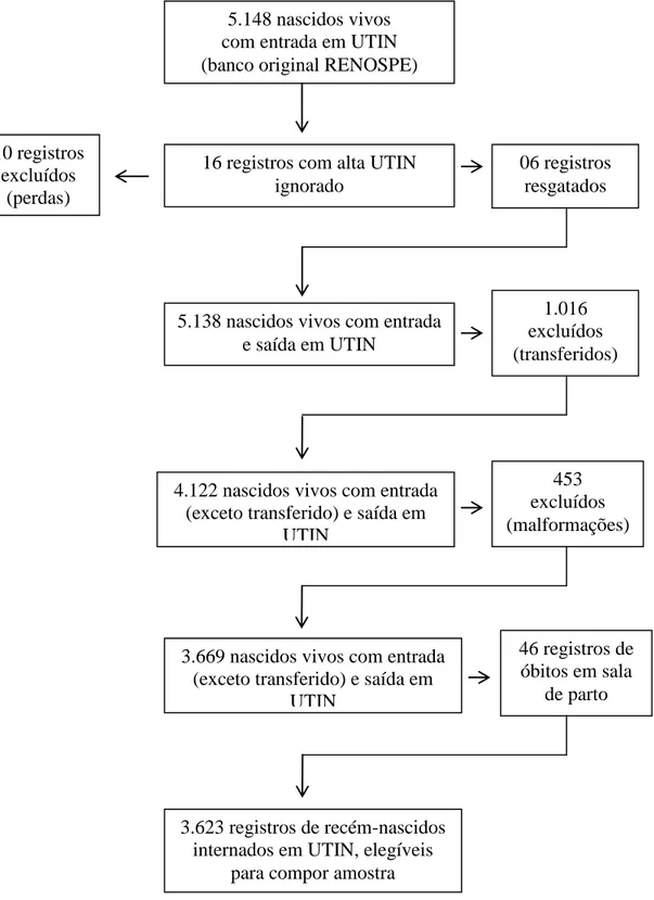 Figura 1: Identificação dos registros que compuseram a amostra do estudo a partir do banco  de dados da pesquisa RENOSPE 2007