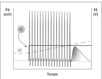 Gráfico 2  - Adaptação do potencial de ação sobre um estí- estí-mulo prolongado