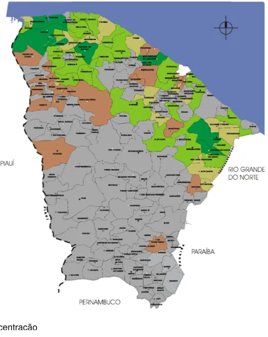 Figura 5 – Áreas de Ocorrência da Carnaúba no Estado do Ceará 