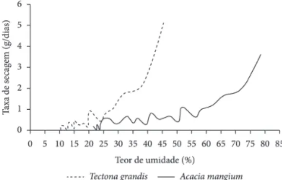 Figure 3.  Air drying curves of Tectona grandis and 