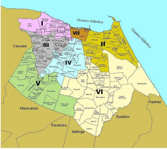 Figura 4 - Distribuição geográfica do município de Fortaleza-CE por SER. 
