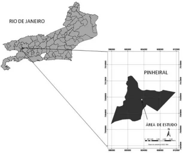 Figura  1.  Área de estudo localizada no Instituto Federal do Rio de Janeiro (IFRJ), Campus Nilo Peçanha em  Pinheiral-RJ.