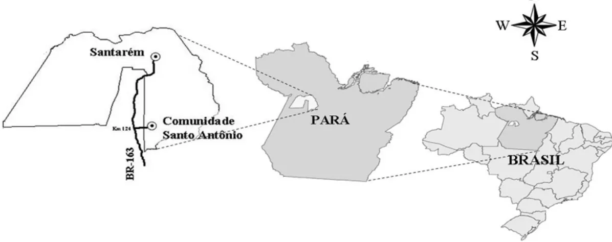 Figura 1. Localização da comunidade Santo Antônio, BR-163, Amazônia Brasileira. Figure 1