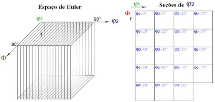 Figura 3.12 — Desenho esquemático das seções   2  de constante no espaço de Euler. 