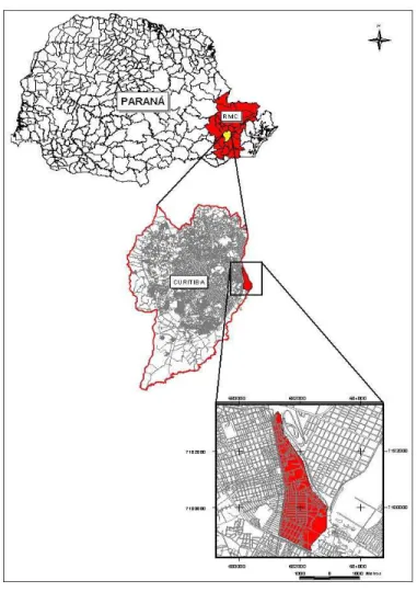 Figura 1. Localização da área de estudo – bairro Cajuru (parcial)