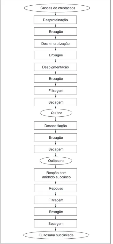 FIGURA  1  – Fluxograma do processo de obtenção da quitosana  succinilada.
