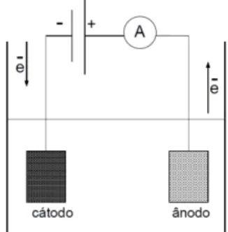 Figura 3.1– Representação esquemática de um processo eletrolíticoconvencional. 