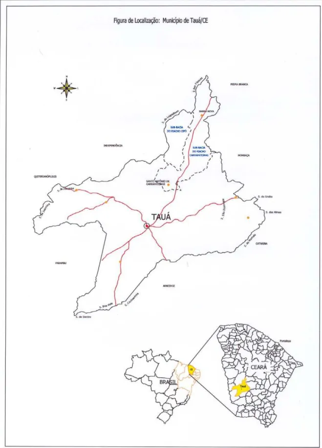 FIGURA 3: Mapa de Localização das Sub-bacias dos riachos Cipó e Carrapateiras 