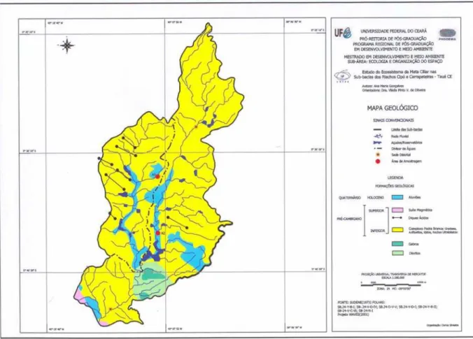 FIGURA 4: Mapa Geológico das Sub-bacias dos Riachos Cipó e Carrapateiras  ESCALA 1: 280.000 