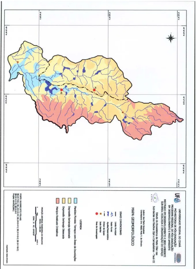 FIGURA 5: Mapa Geomorfológico das Sub-bacias dos Riachos Cipó e Carrapateiras  ESCALA 1: 280.000 