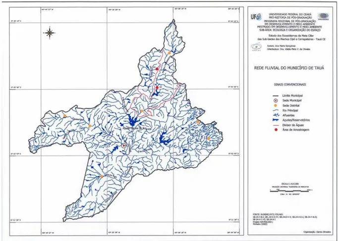 FIGURA 6: Mapa das Isoietas, Destacando as Sub-bacias dos Riachos  Cipó e Carrapateiras  ESCALA 1: 280.000 