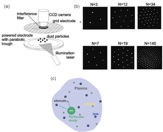 Figura 4: (a) Esquema experimental de um sistema de part´ıculas microsc´opicas entre dois eletrodos