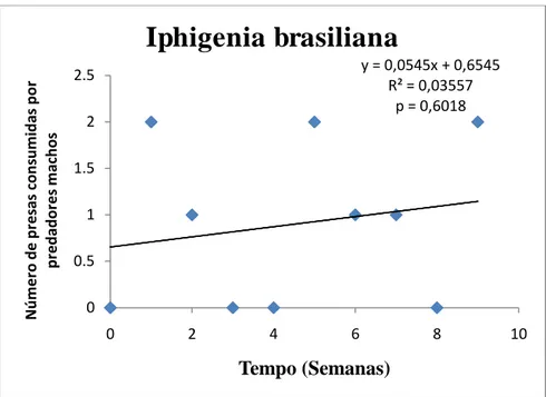 Figura 9 - Variação do número de presas da espécie Iphigenia brasiliana consumidas por P