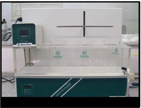 Figura 7 - Aparelho utilizado nos testes de desintegração de comprimidos e cápsulas. 