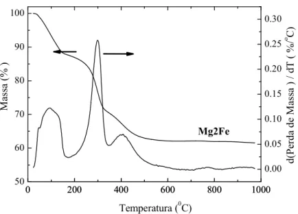 Tabela 3: Resultados da an´alise qu´ımica das amostras Mg2Fe e Mg4Fe.