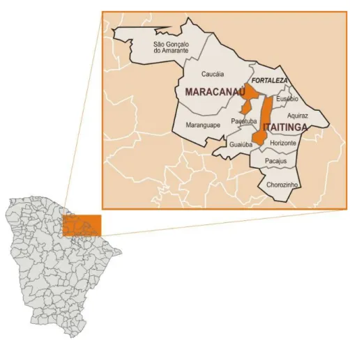 Figura 4.2 -  Localização dos municípios de Itaitinga e Maracanaú na RMF. 