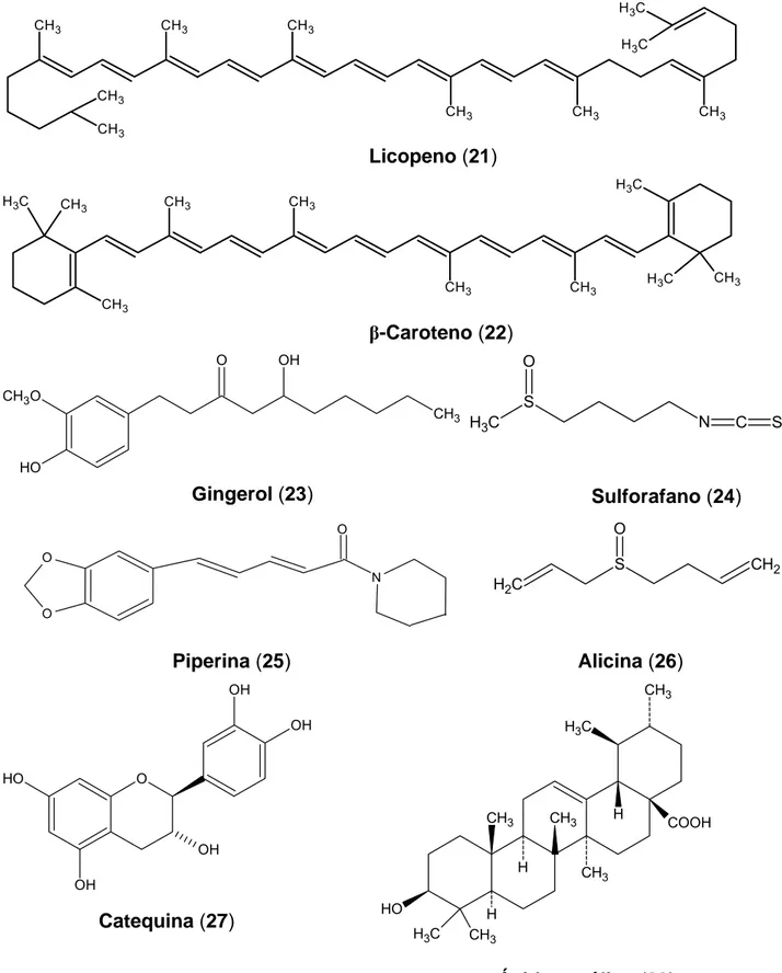 Figura 7 – Estrutura química de alguns componentes da dieta com propriedades  anticâncer (continuação)